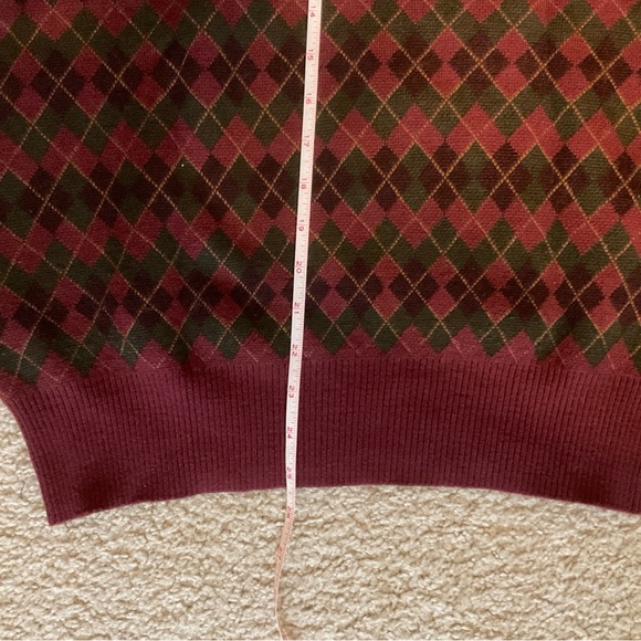 VINTAGE  DAD SWEATER RED ARGYLE WOOL SZ L - Picture 6 of 8